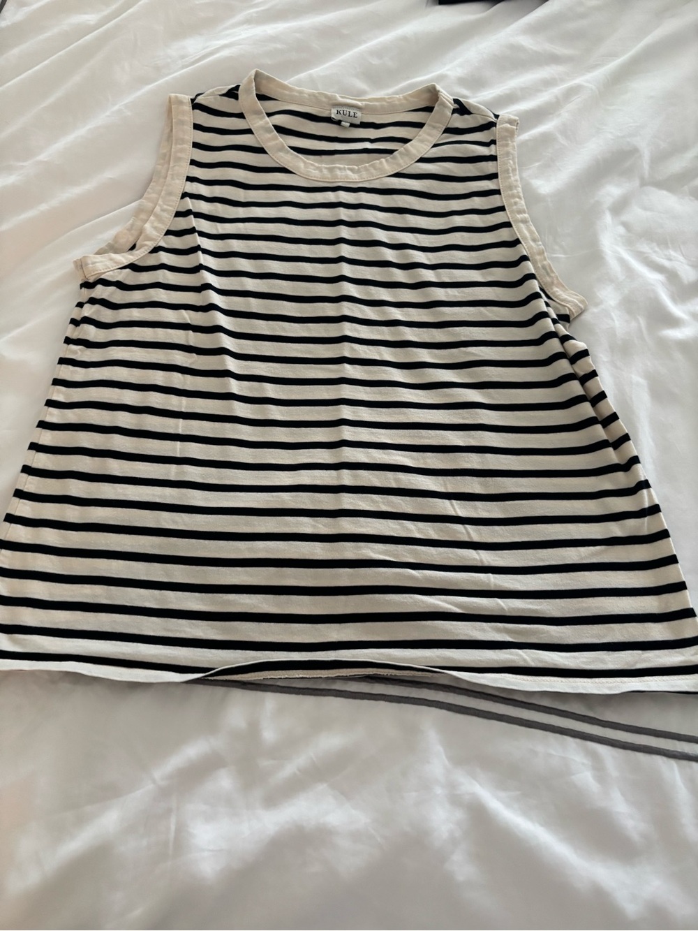KULE Cream and Black Striped Sleeveless Tank